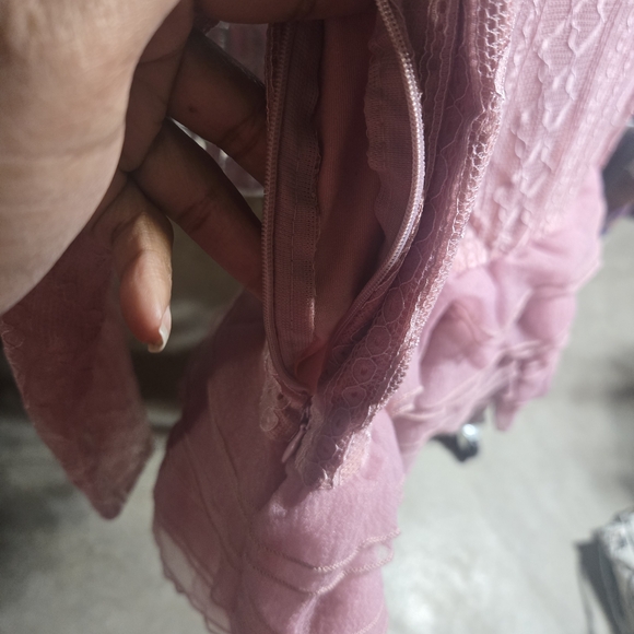 Chic Pink Lace Ruffle Blouse - Picture 5 of 5